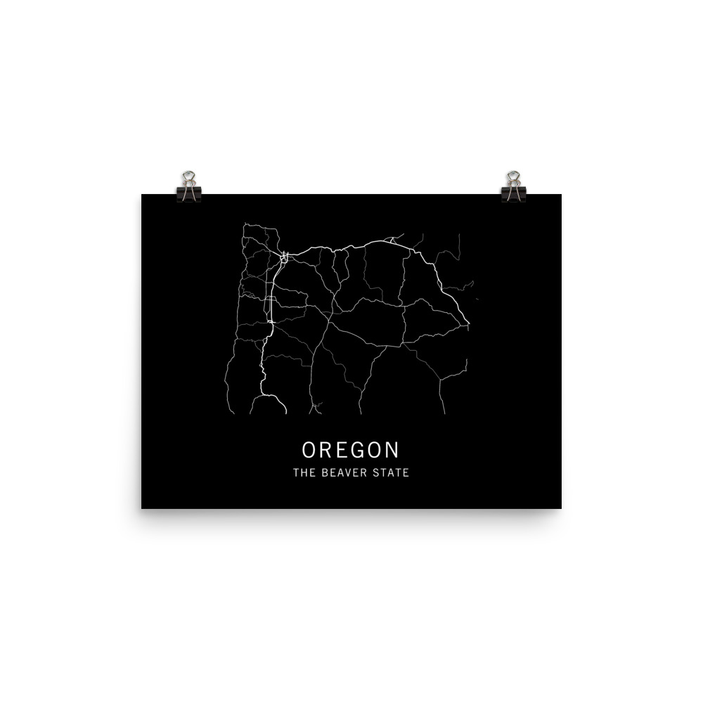 Oregon State Road Map Art Print From Clark Street Press