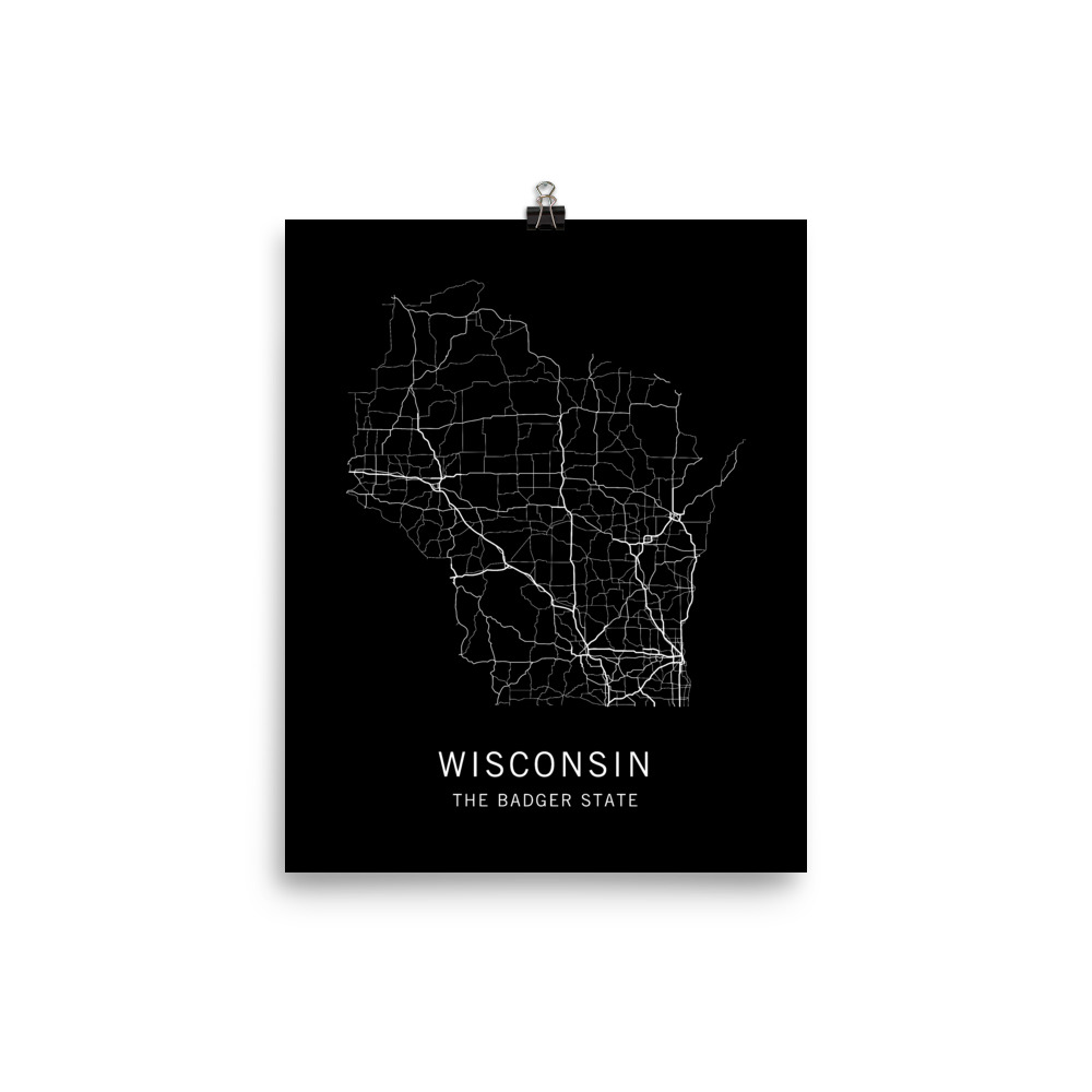 Wisconsin State Road Map Art Print From Clark Street Press