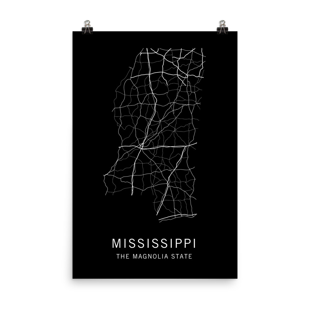 Mississippi State Road Map Art Print From Clark Street Press 