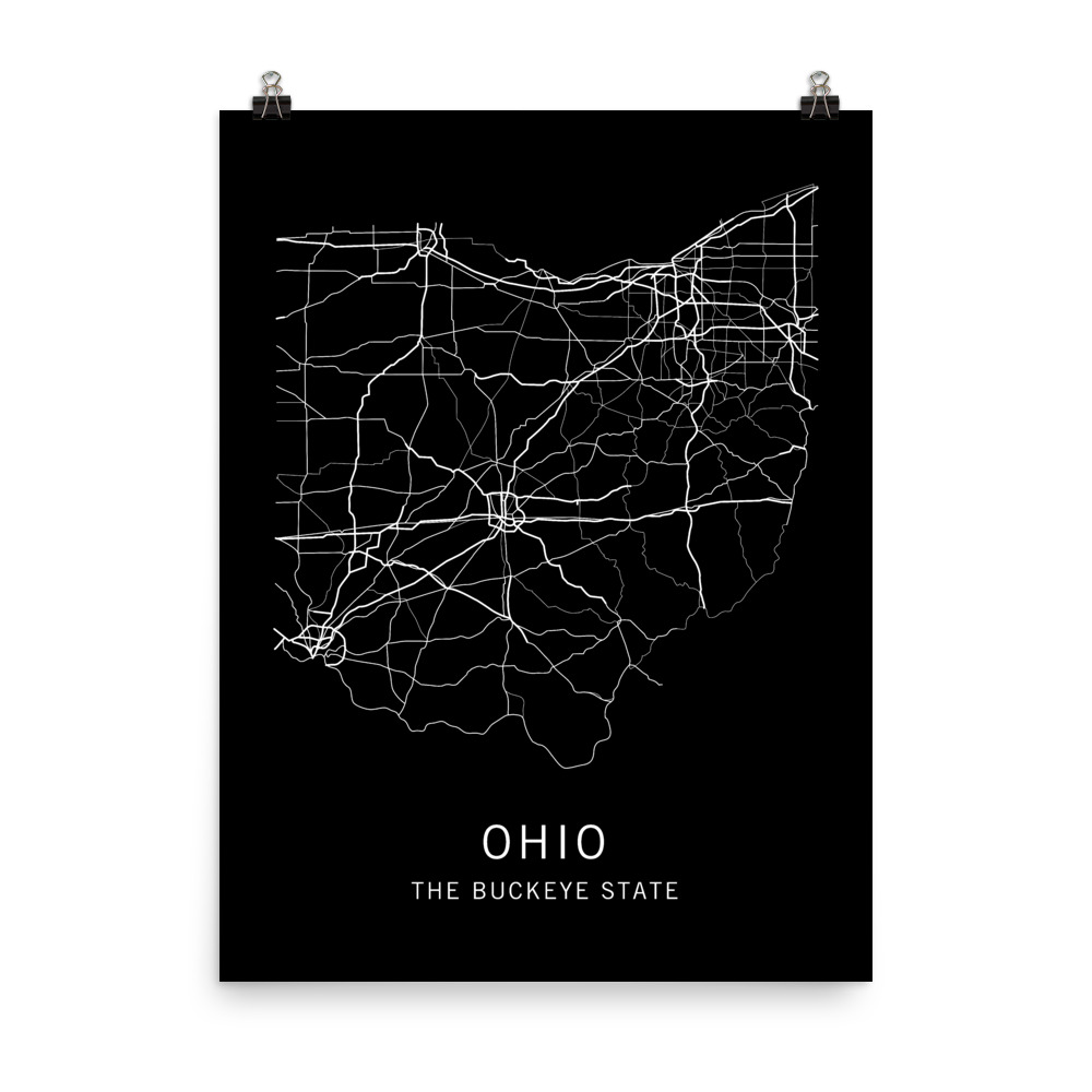 Ohio State Road Map // Art Print from Clark Street Press
