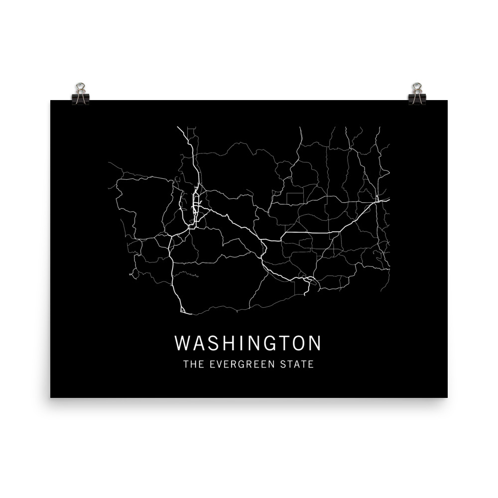 Washington State Road Map // Art Print from Clark Street Press